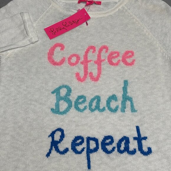 Lilly Pulitzer Sweater Womens Small Danette Coffee Beach Repeat Pullover NWT - Picture 2 of 12
